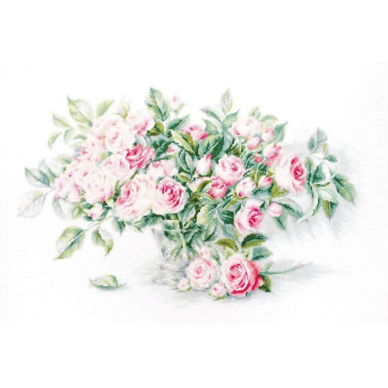 Luca-s Bouquet Of Pink Roses Counted Cross Stitch Kit